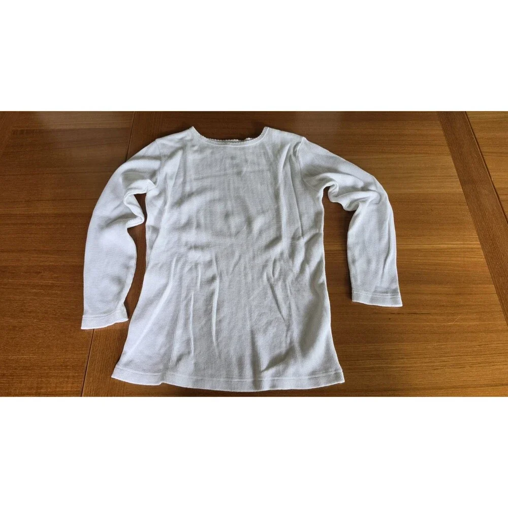 Sonoma Girl's White Long Sleeve Waffle Knit Top Size L (14)